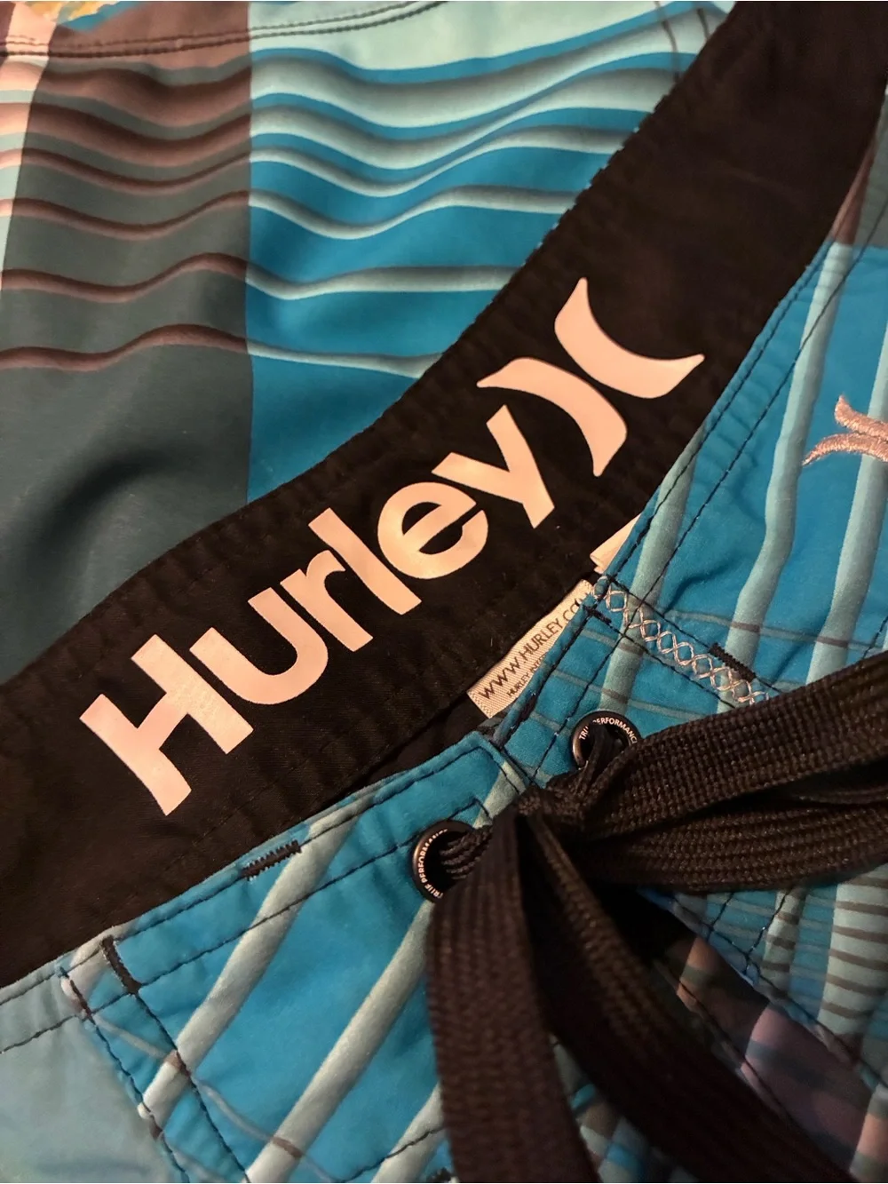 Hurley Teal and Black Plaid Board Shorts
